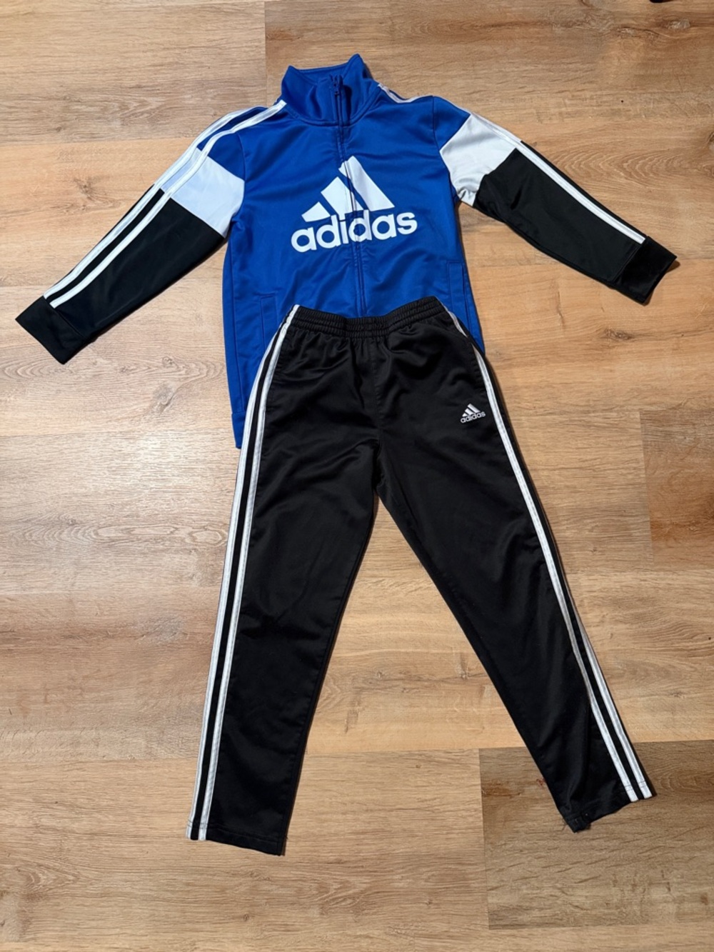 adidas Blue and Black Kids Track Jacket & Pants Set